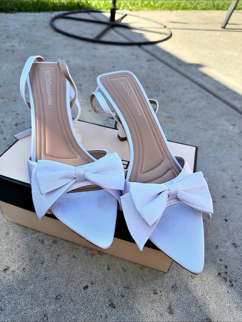 BCBG Bow Detail Heels in White